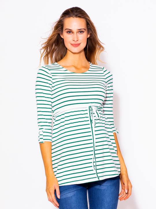 Playera de embarazada marca MAMA MIA MATERNITY rayada manga larga 3/4