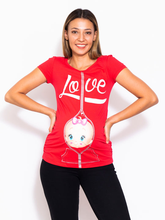 Playera para embarazo MAMA MIA Maternity con Estampado de cierre y bebé al frente