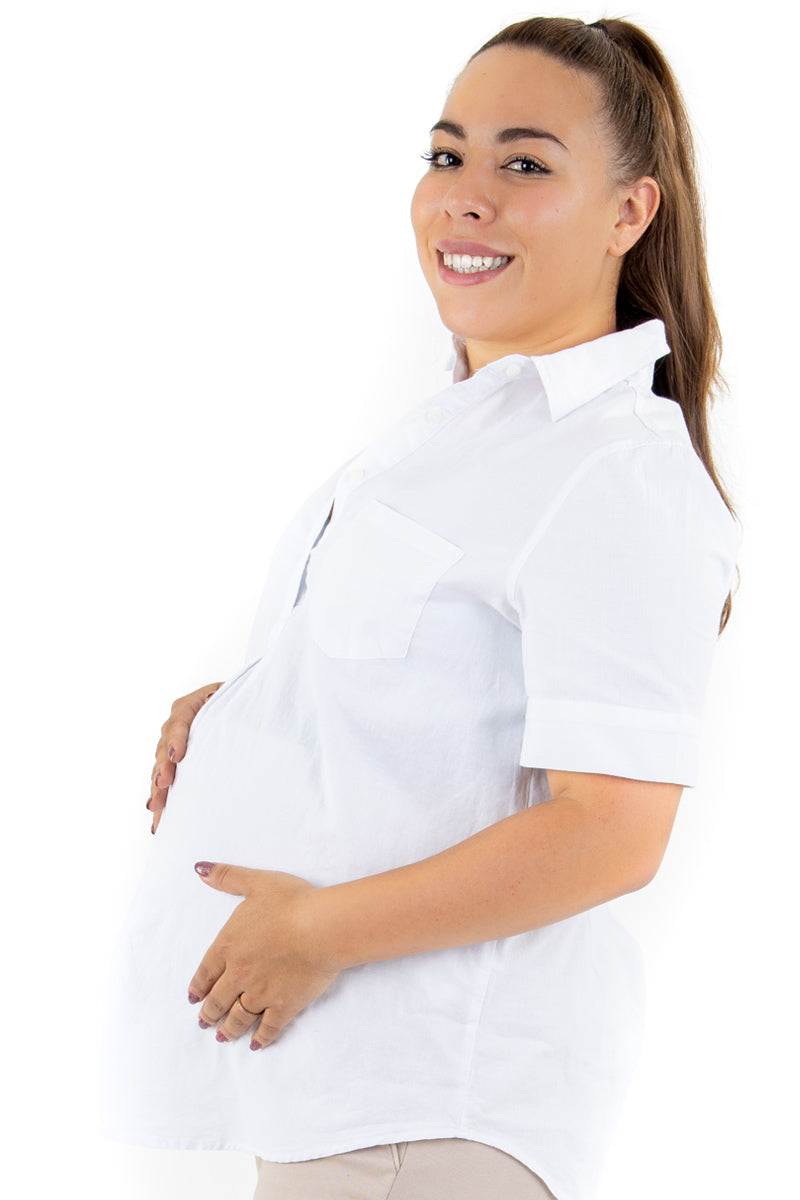 Camisa Blanca De Maternidad Blusa Blanca De Algodón Para Mujer