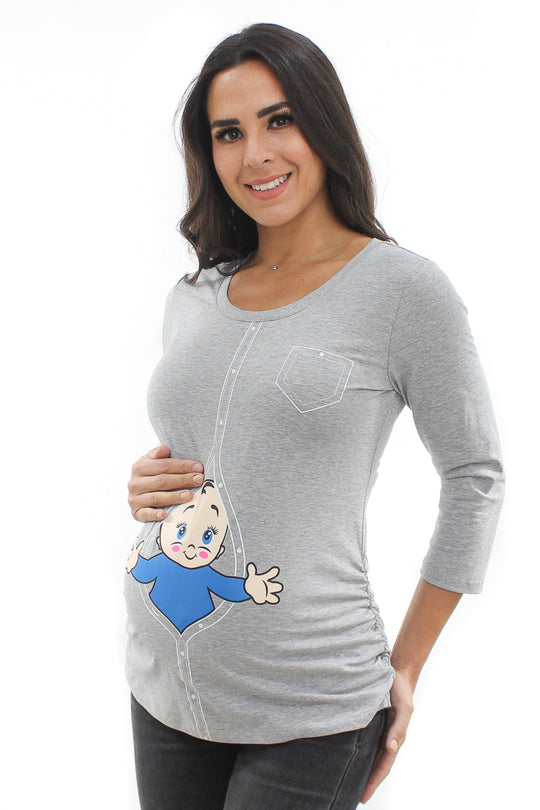 PLAYERA CON ESTAMPADO DE BEBÉ "BOY"