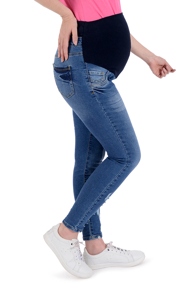 Jeans para embarazada MAMA MIA Maternity con efecto rasgado y