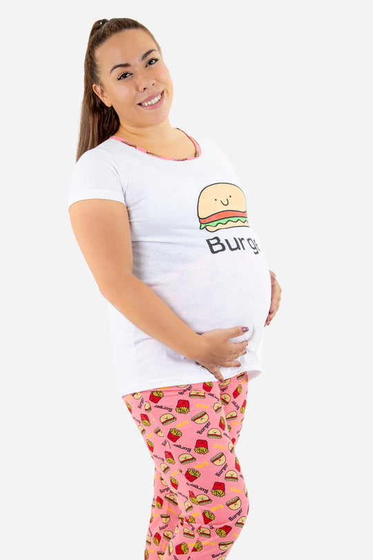 Pijama de Maternidad Con Estampado De Hamburguesita.