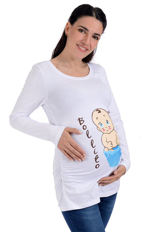 Playera de Embarazo "Bollito en el horno" MAMA MIA Maternity con Manga Larga