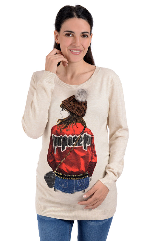 Sueter de Maternidad Con Lindo  Estampado Texturizado.