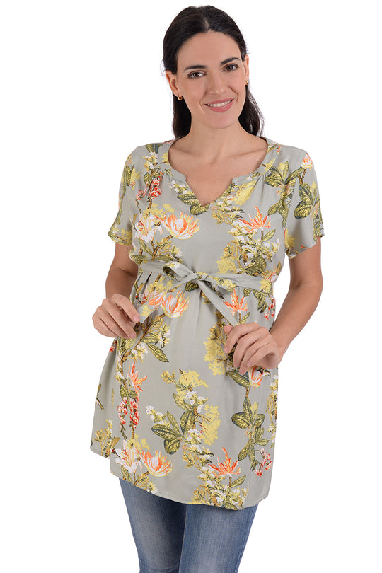 Blusa manga corta con estampado Floral