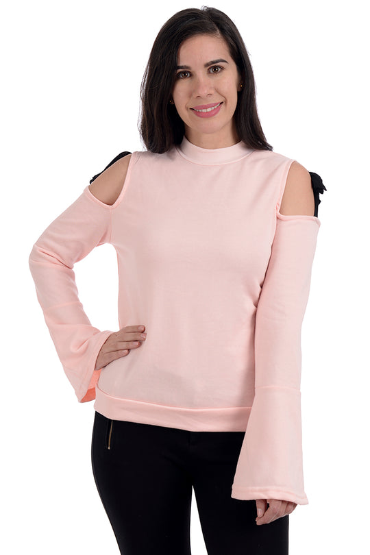 Sueter de Dama Con Hombros Descubiertos de  Manga Larga.