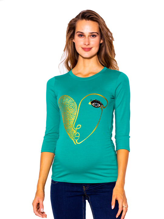 Playera Para Embarazadas Con Moderno Estampado De Cara