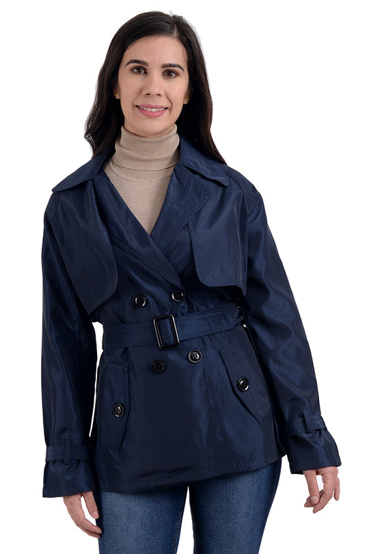 Gabardina Elegante de Mujer,  Impermeable Con Cuello de Solapas y Botones.