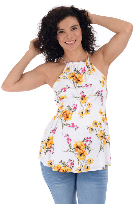 Blusa de Maternidad Con Tirantes y Estampado de Flores