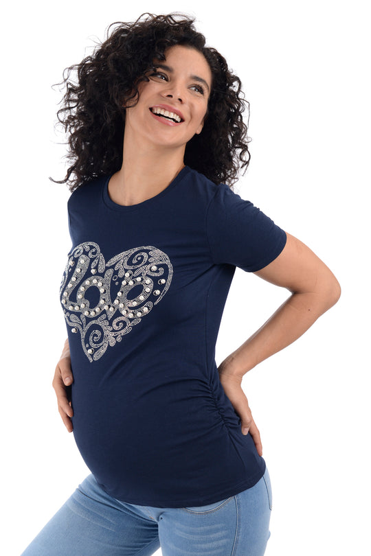 Playera de Maternidad Con Estampado Brilloso Love